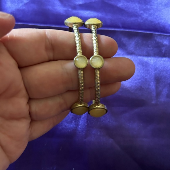 VTG Set of 2 Boho Brass and Cream Enamel Bangle Bracelets. Unbranded. - Picture 6 of 6